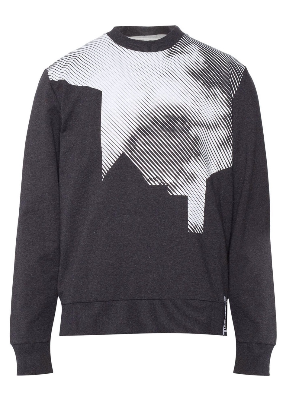 Bikkembergs Men's Black and White Graphic Crewneck cotton Sweater